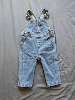 Unisex Carhartt Bibs 12mo Light Wash Denim Overalls